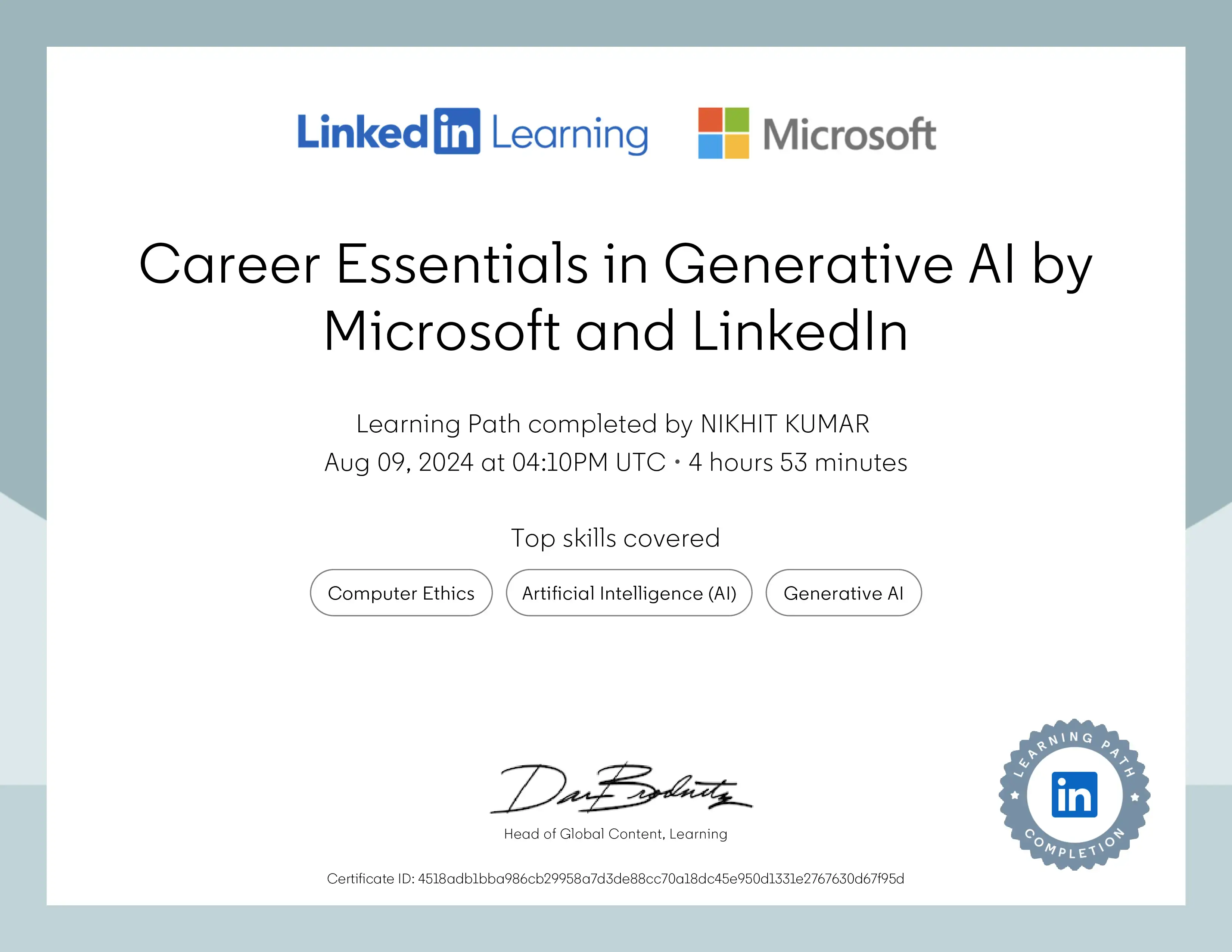 Certificate for Career Essentials in Generative AI